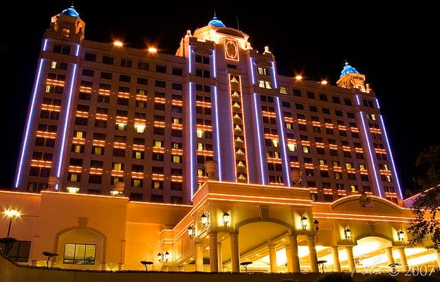 Waterfront Cebu City Hotel and PAGCOR Casino lit at night